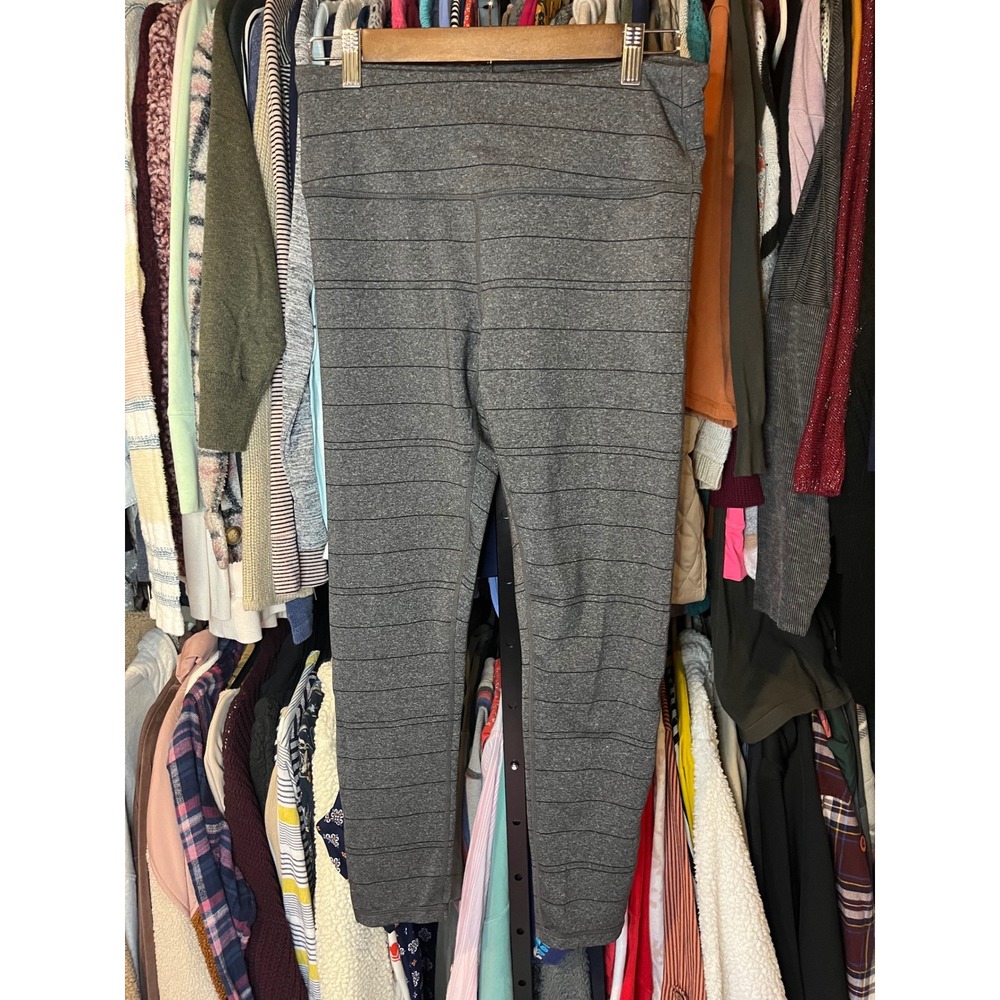 Prana Gray Striped‎ Athleisure Leggings Pants Size L